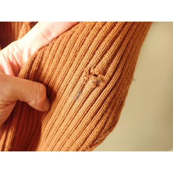 Sweater Bee Vintage 70’s Leather Knit Jacket Large Banff Orange Boho Mod Indie - Picture 7 of 8